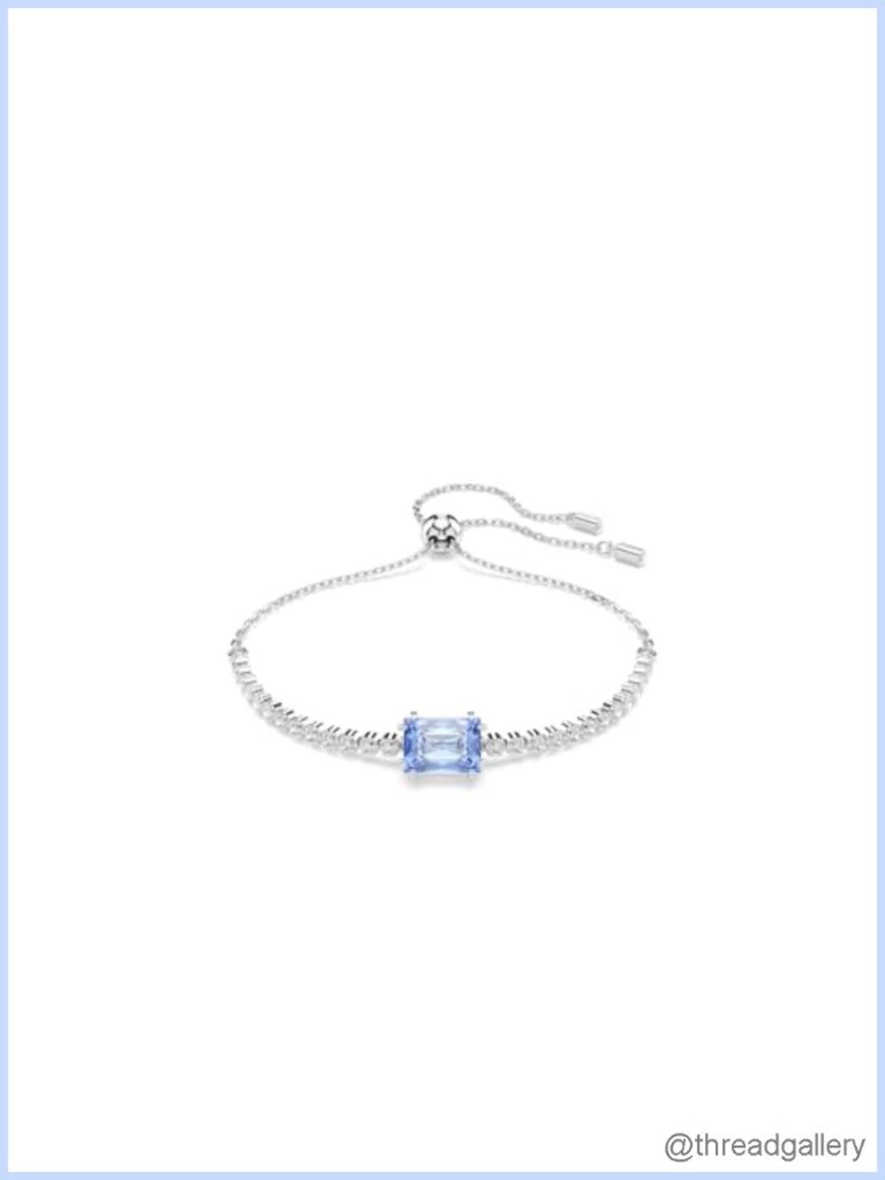 Swarovski Crystal Tennis Bracelet Rhodium Plated Blue Zirconia